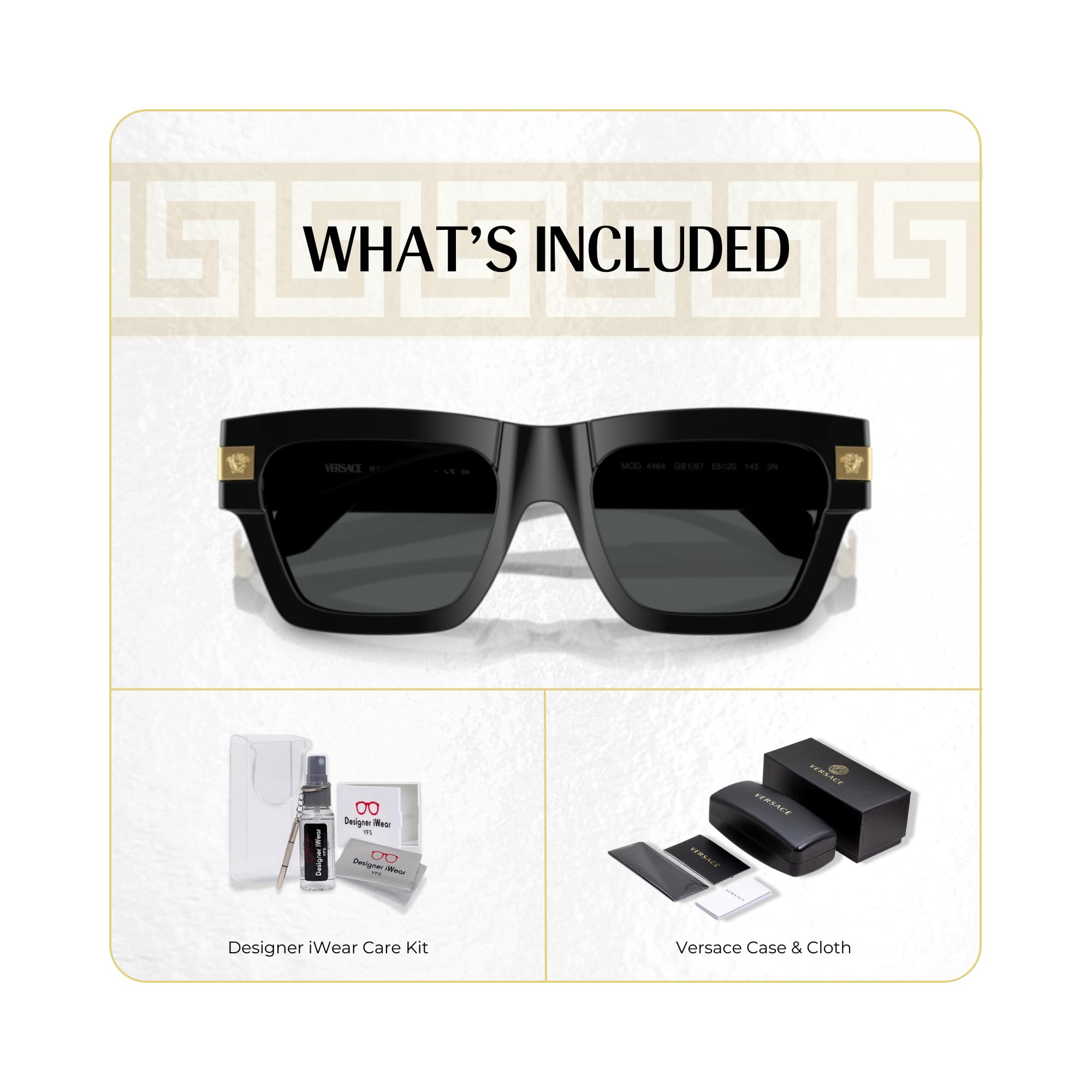 Versace Testing Kit Versace VE4464 Rectangular Sunglasses For Men +BUNDLE With ACCESSORY ...